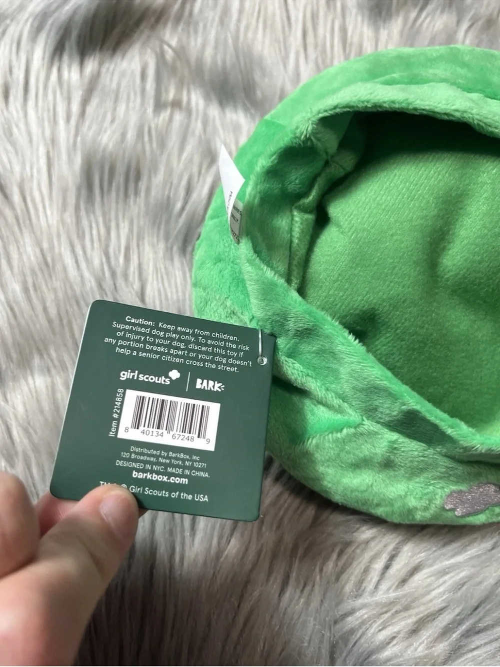 Bark Box Girl Scouts Green Pose And Play Beret Squeak Dog Toy